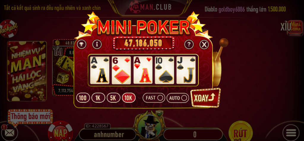 Mini game Poker Manclub